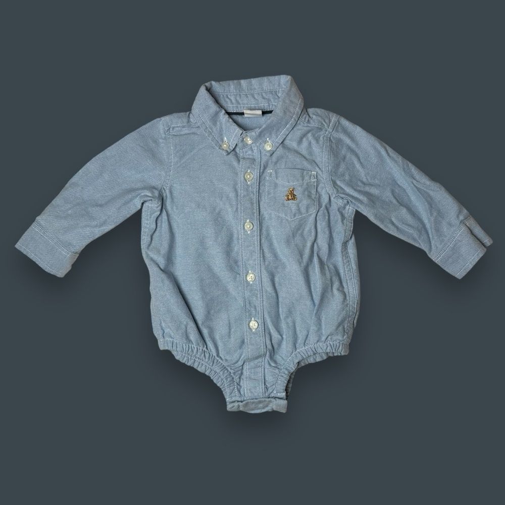 Baby Oxford Button-Up blue Bodysuit 6-12 mo